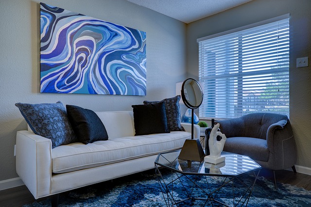 obývací pokoj modrá